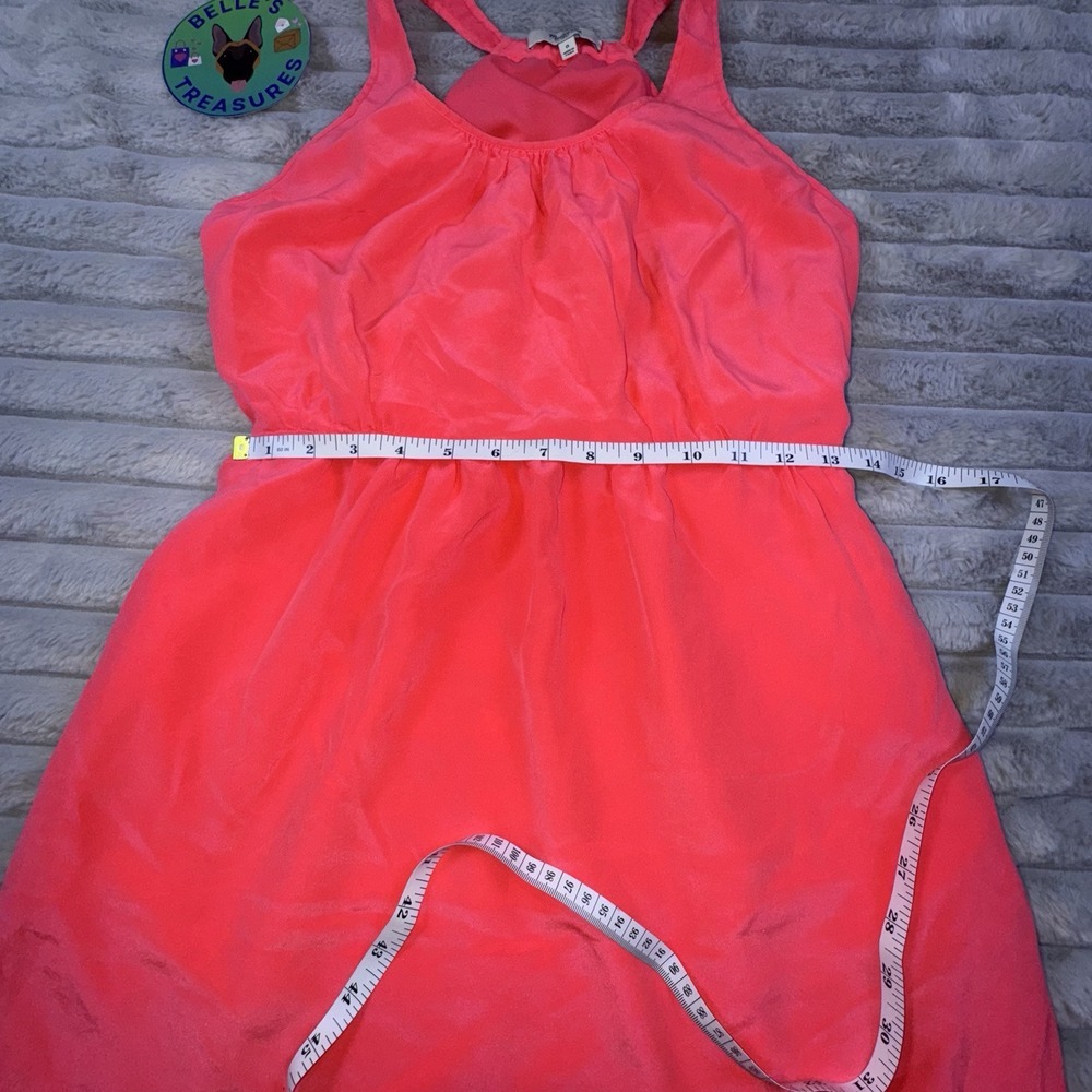Madewell Women's 0 Coral Pink 100% Silk Tank Empire Waist Mini Dress Iridescent - Picture 6 of 12
